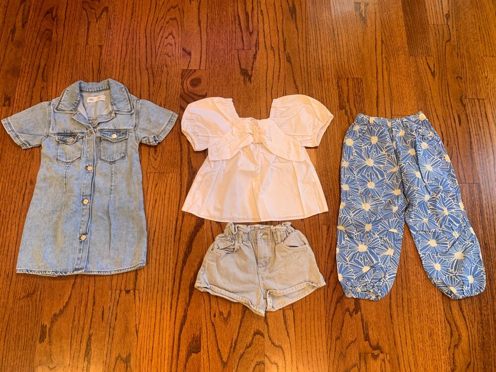 Zara Girls Spring Summer Denim Dress, Shorts, Pants, Top Lot (4) | 4-5 years